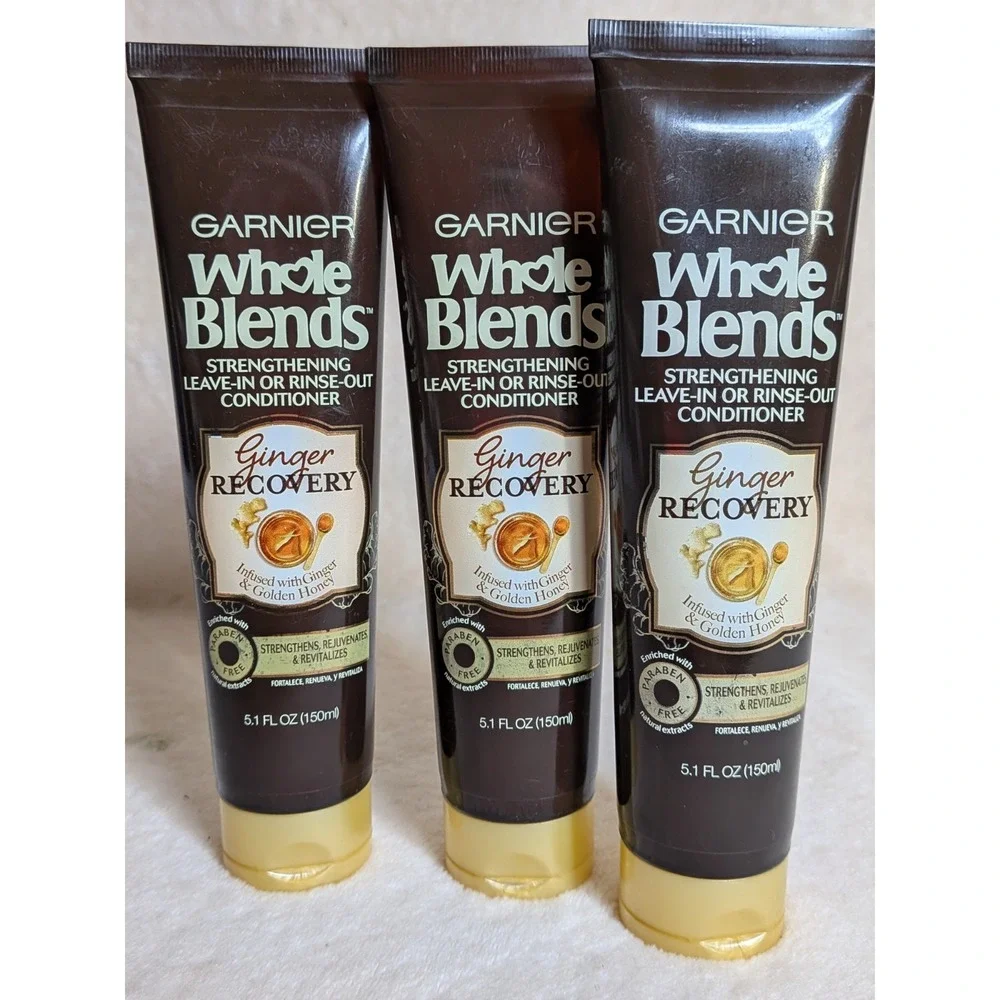 HTF New 3ct Garnier Whole Blends Strengthening Leave-In or Rinse Out Conditioner